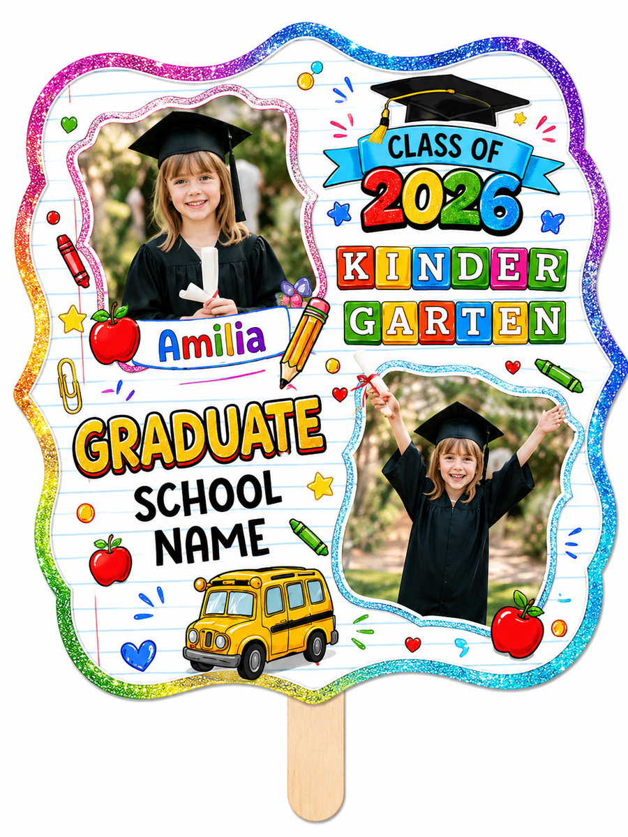 Crayon Delight Graduation Fan | Custom Colors Available | Sets of 5