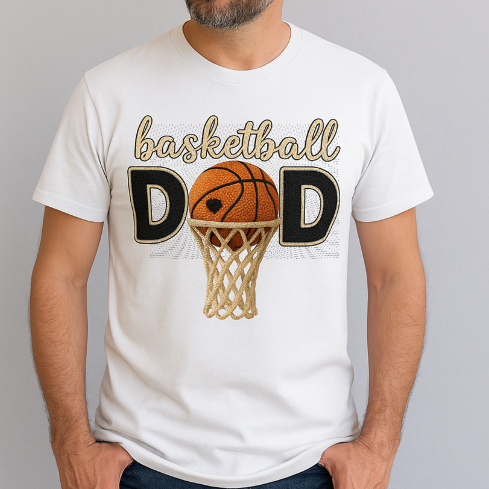 🏀 Basketball Dad Crochet-Style Design | Printed DTF Transfer or Digital Download