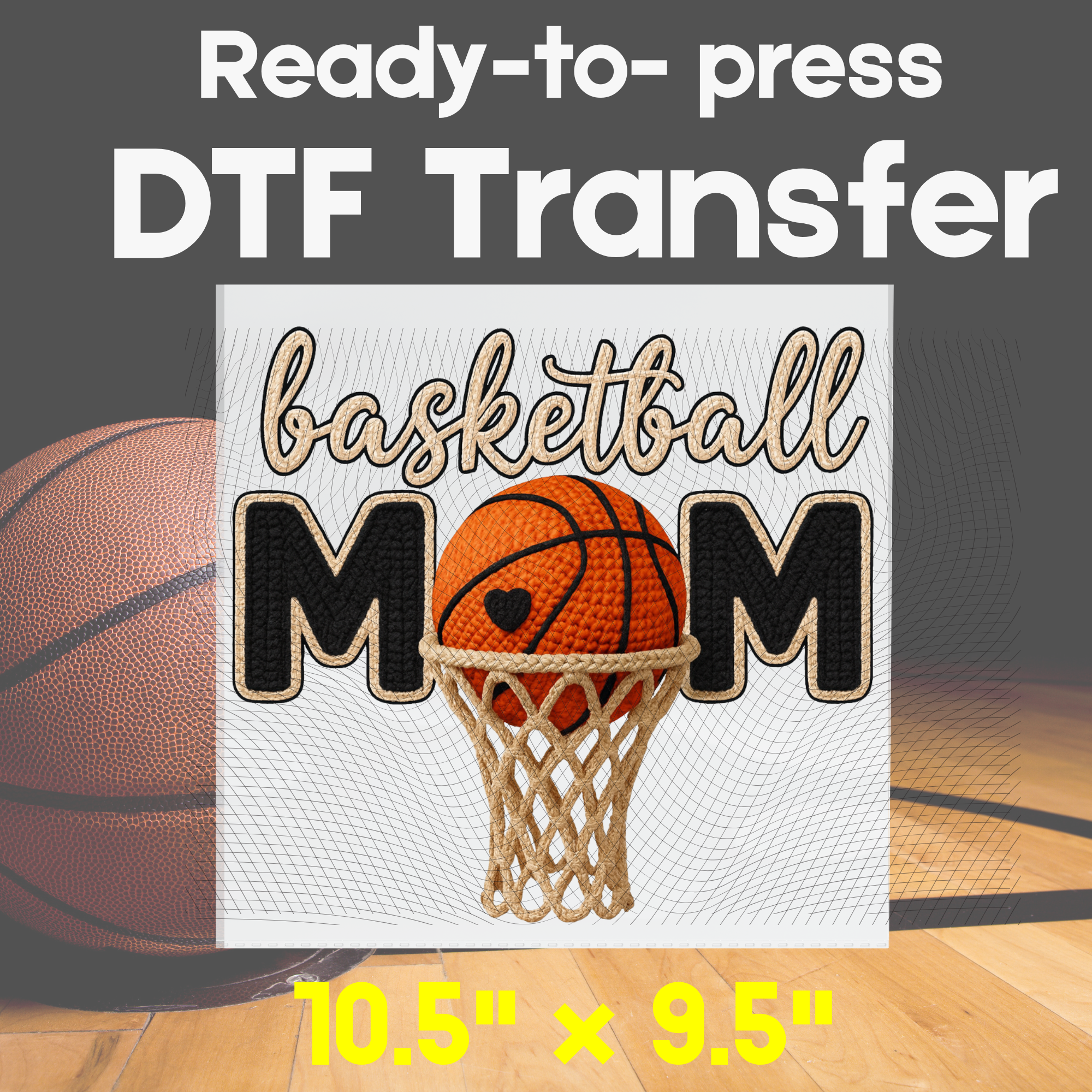 🏀 Basketball Mom Crochet-Style Design | Printed DTF Transfer or Digital Download