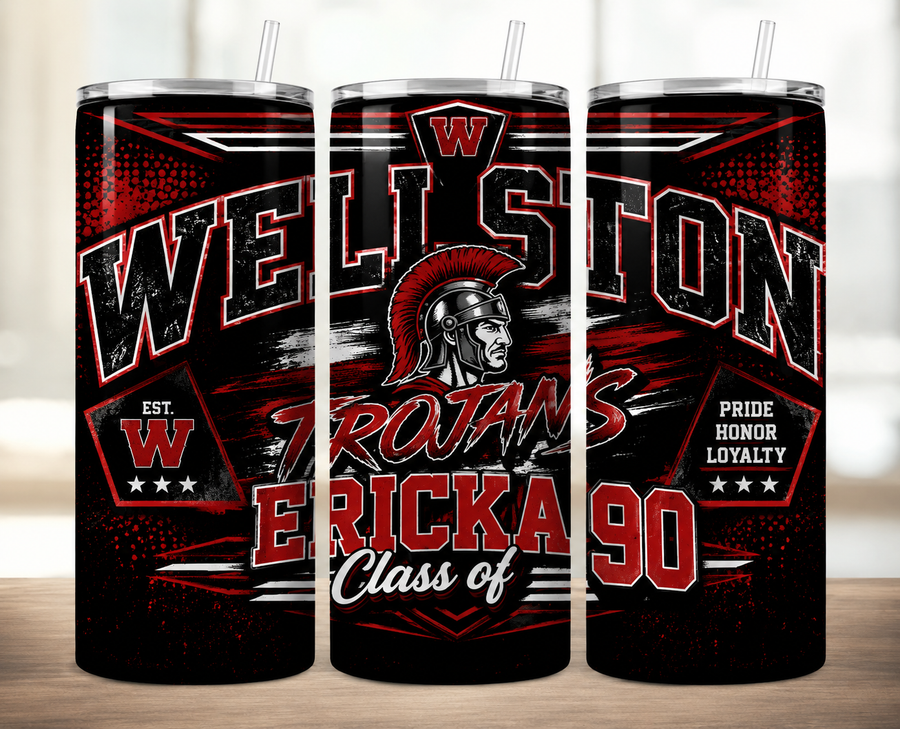 Wellston Trojans Varsity Metal Skinny Tumbler | Custom Name & Class Year