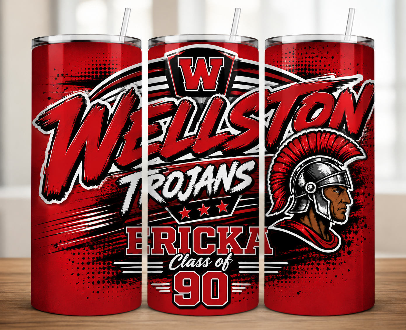 Wellston Trojans Legacy Red Metal Skinny Tumbler | Custom Name & Class Year