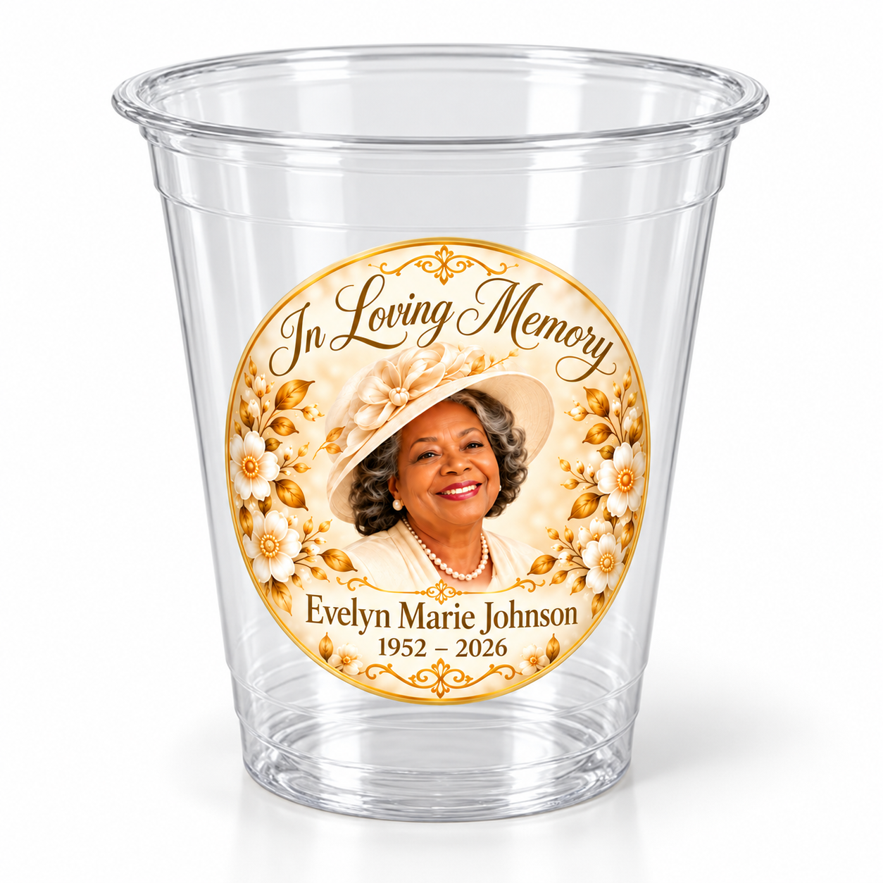Memorial Disposable Cups| 12 Pieces | Funeral & Repast Décor