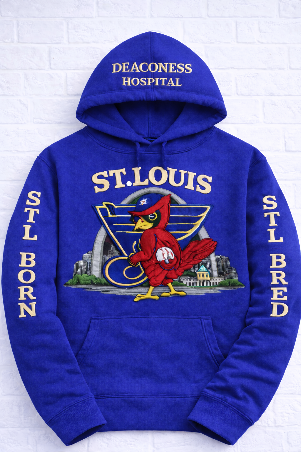 STL Born N Bred Hoodie | Faux Embroidered Look | 314 Day Special