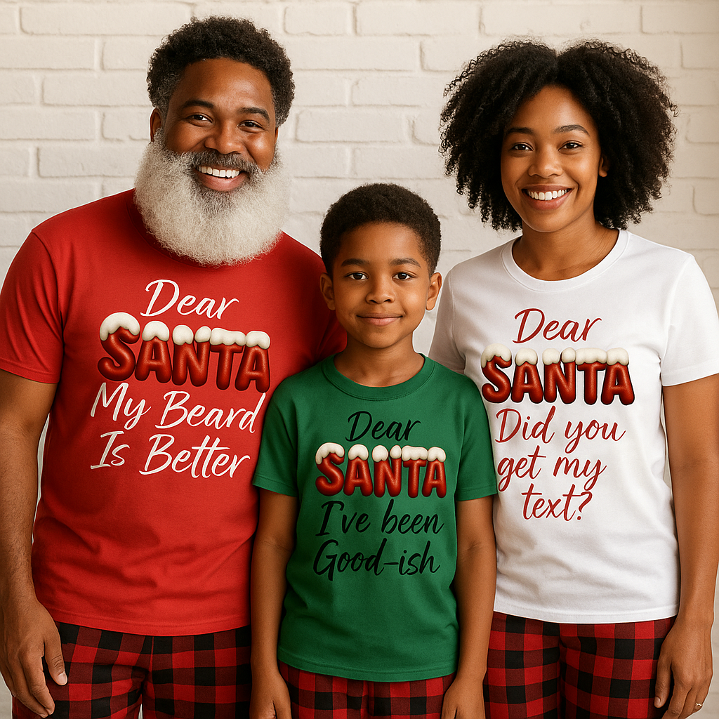 Dear Santa Christmas Shirt Designs | Funny Family Matching DTF PNG | Ready to Print Holiday Shirt Digital Download