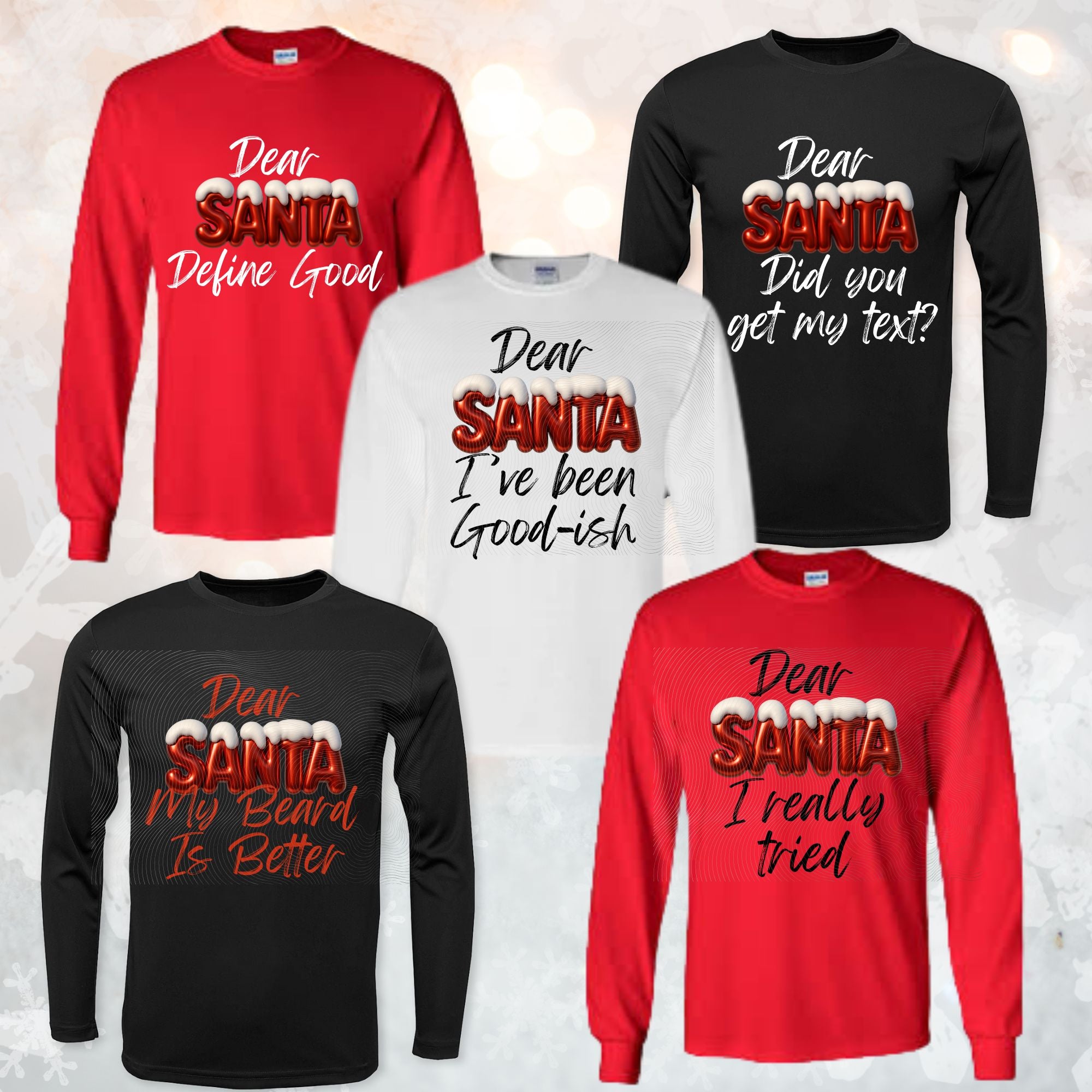 Dear Santa Christmas Shirt Designs | Funny Family Matching DTF PNG | Ready to Print Holiday Shirt Digital Download