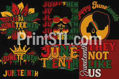 Juneteenth Digital T-Shirt Design Bundle – 6 Afrocentric SVG/PNG Files for $6.19