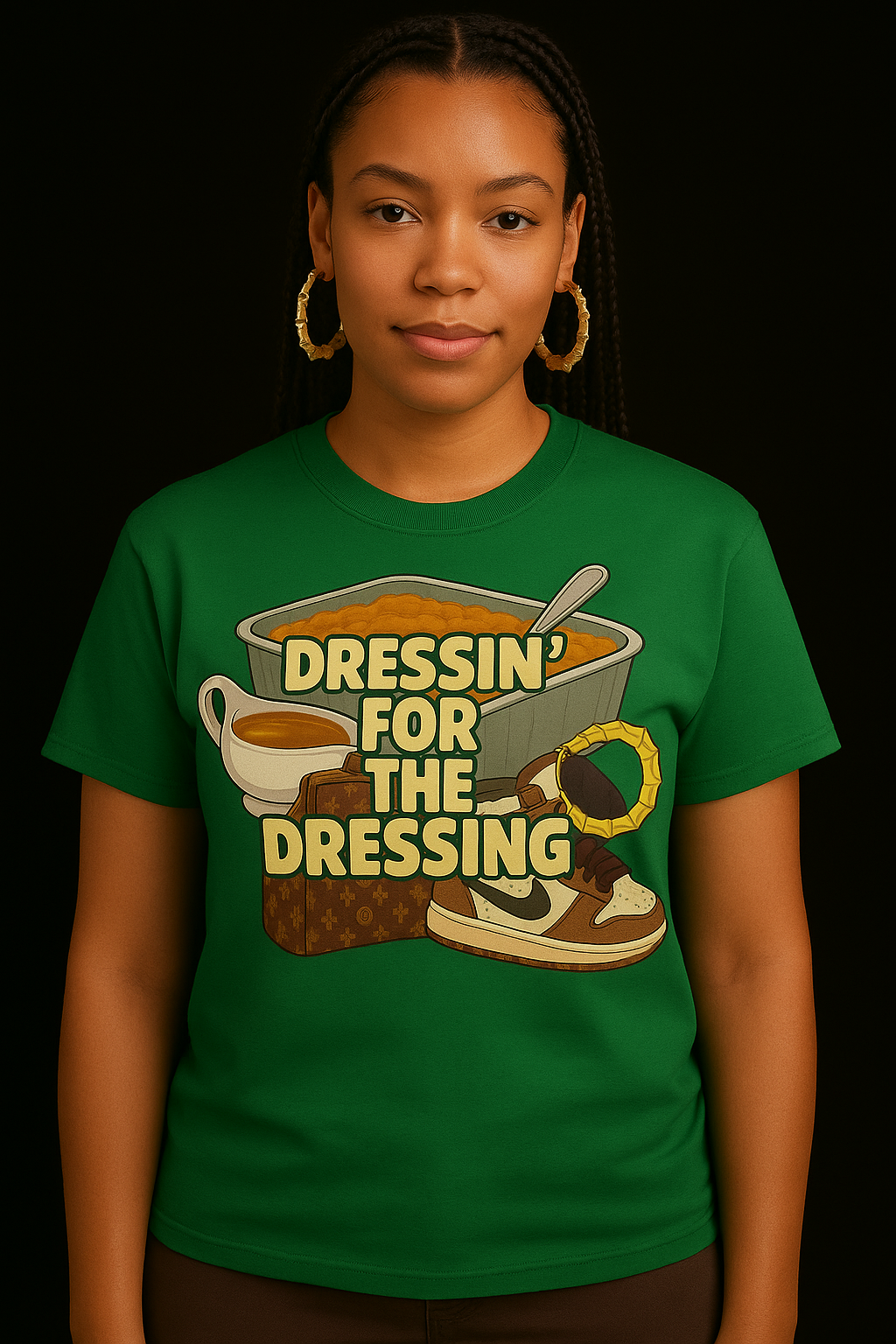 She’s Dressing For the Dressing – Women’s Thanksgiving Graphic Tee, Hoodie & Sweatshirt
