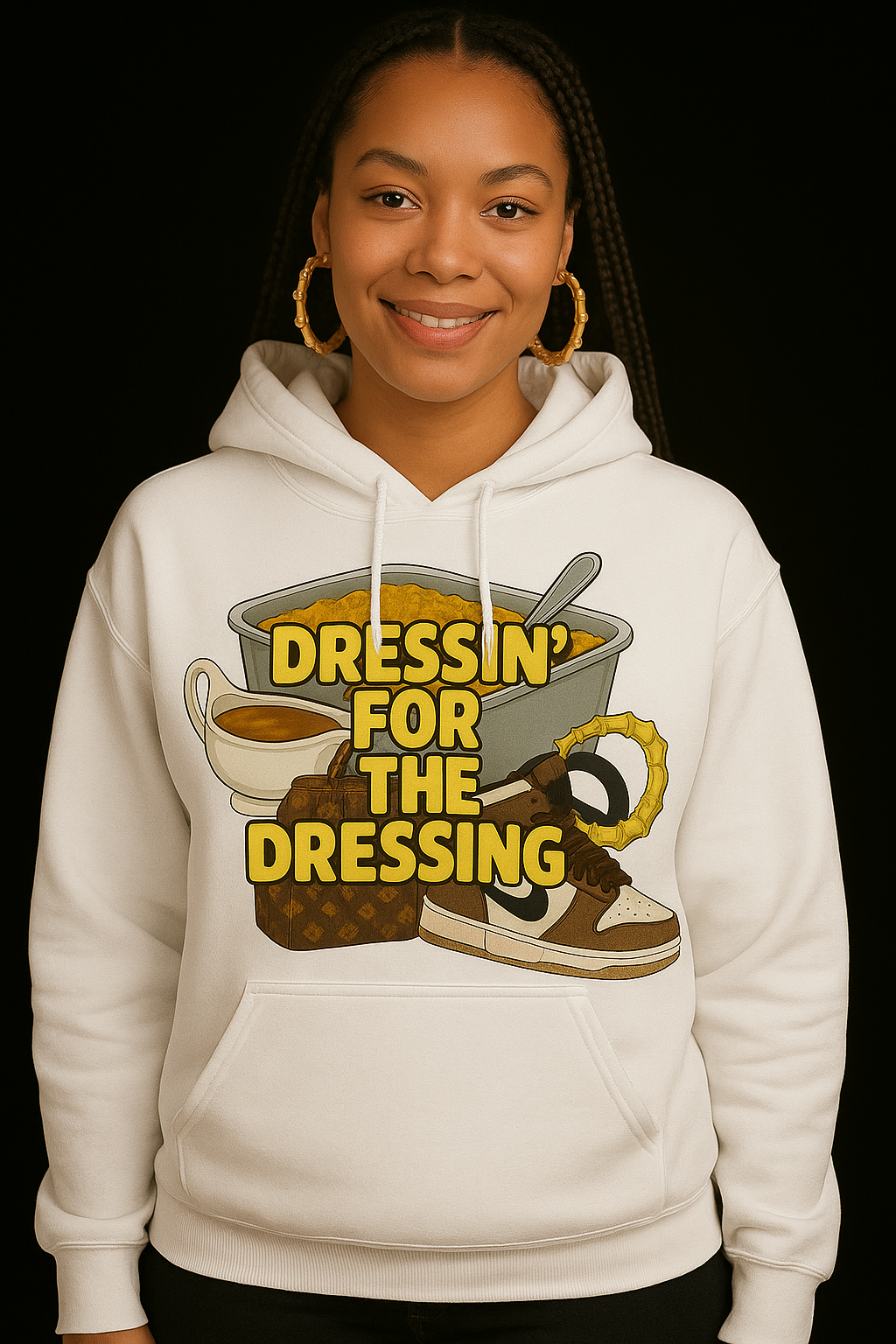 She’s Dressing For the Dressing – Women’s Thanksgiving Graphic Tee, Hoodie & Sweatshirt