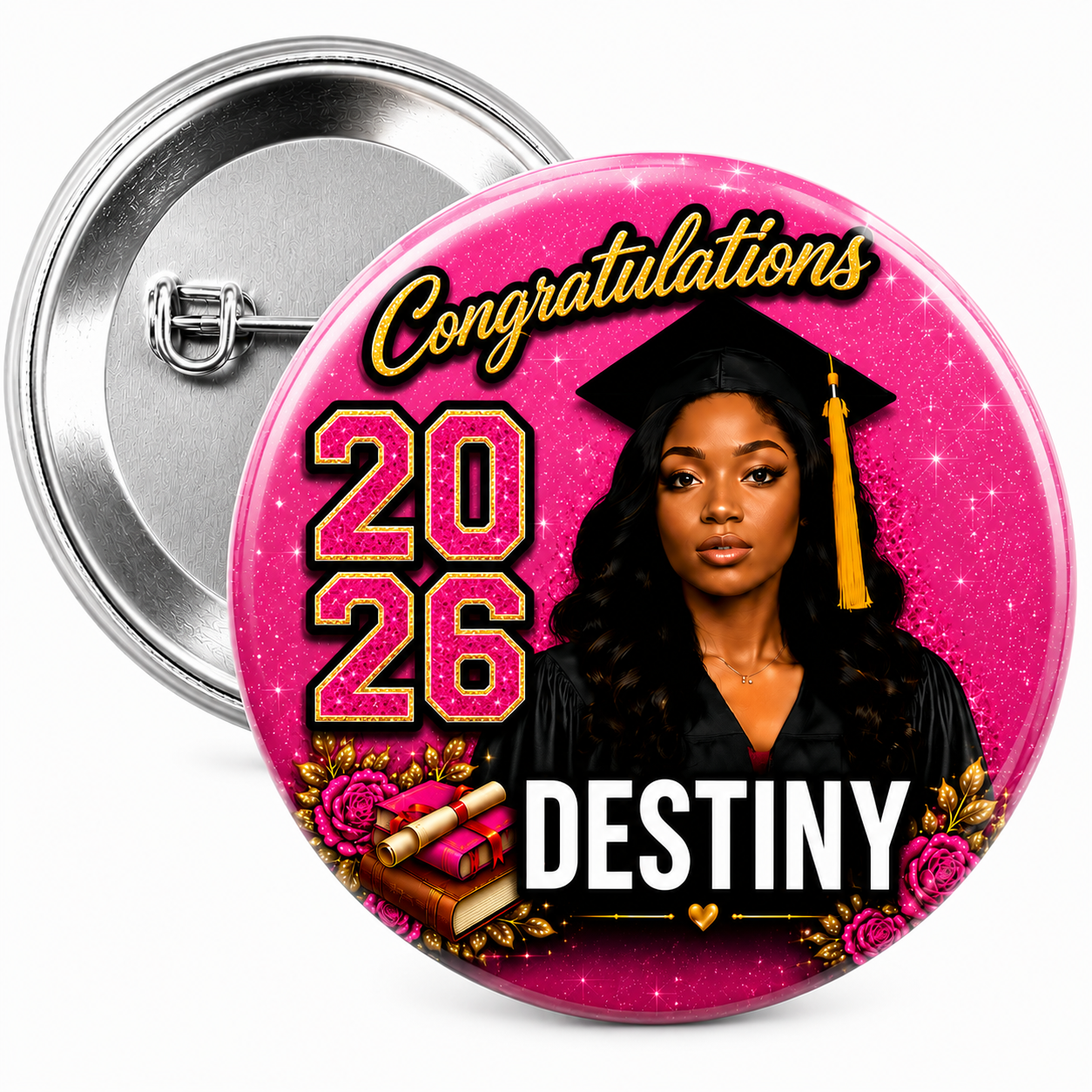 Educated & Elevated Graduation Pin Back Button | Custom Colors Available