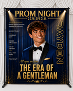 Prom Night Magazine Style Backdrop – Gentleman Theme | Custom Photo, Name & Colors