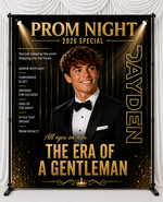 Prom Night Magazine Style Backdrop – Gentleman Theme | Custom Photo, Name & Colors