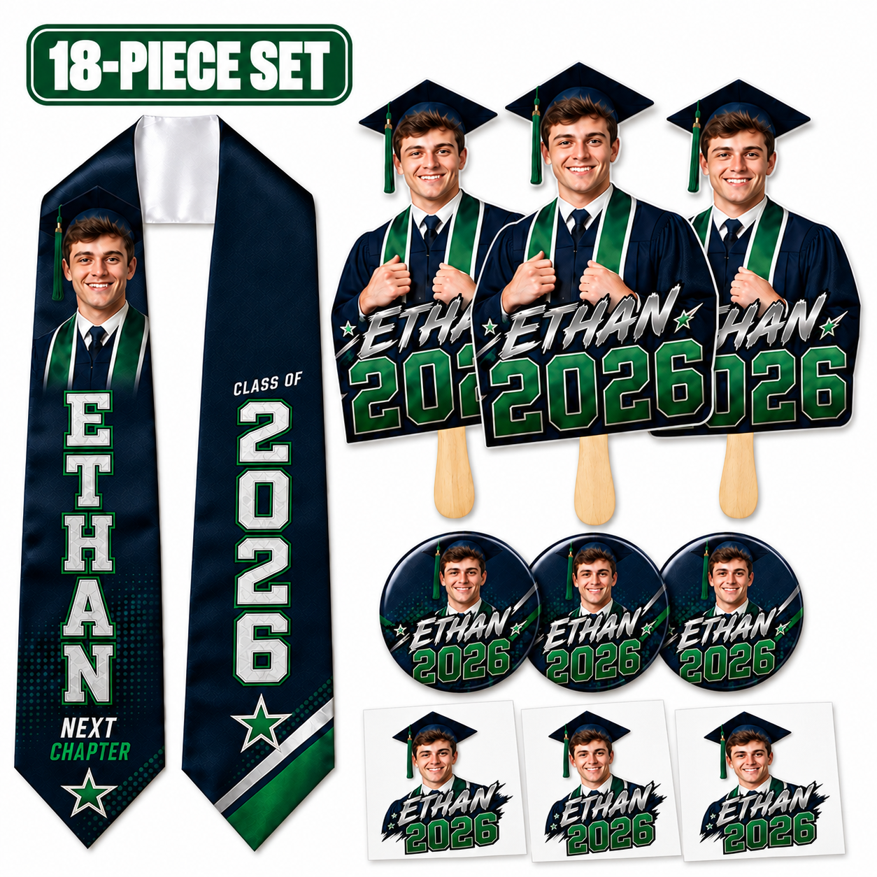 Family Celebration Graduation Keepsake Package | Graduation Stole | 18 Grad Keepsakes