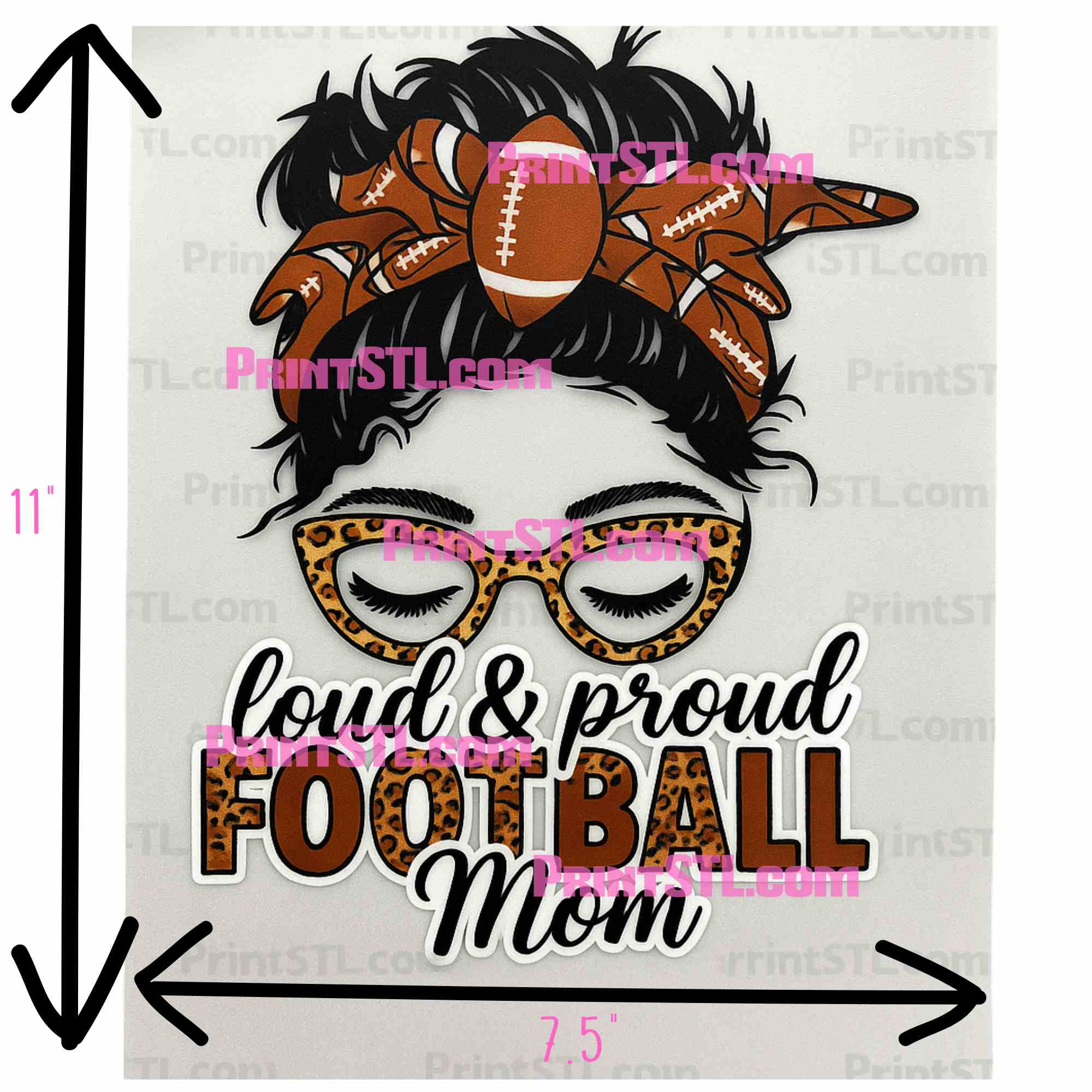 Loud & Proud Football Mom DTF Transfer or Digital Download – 11x7.5