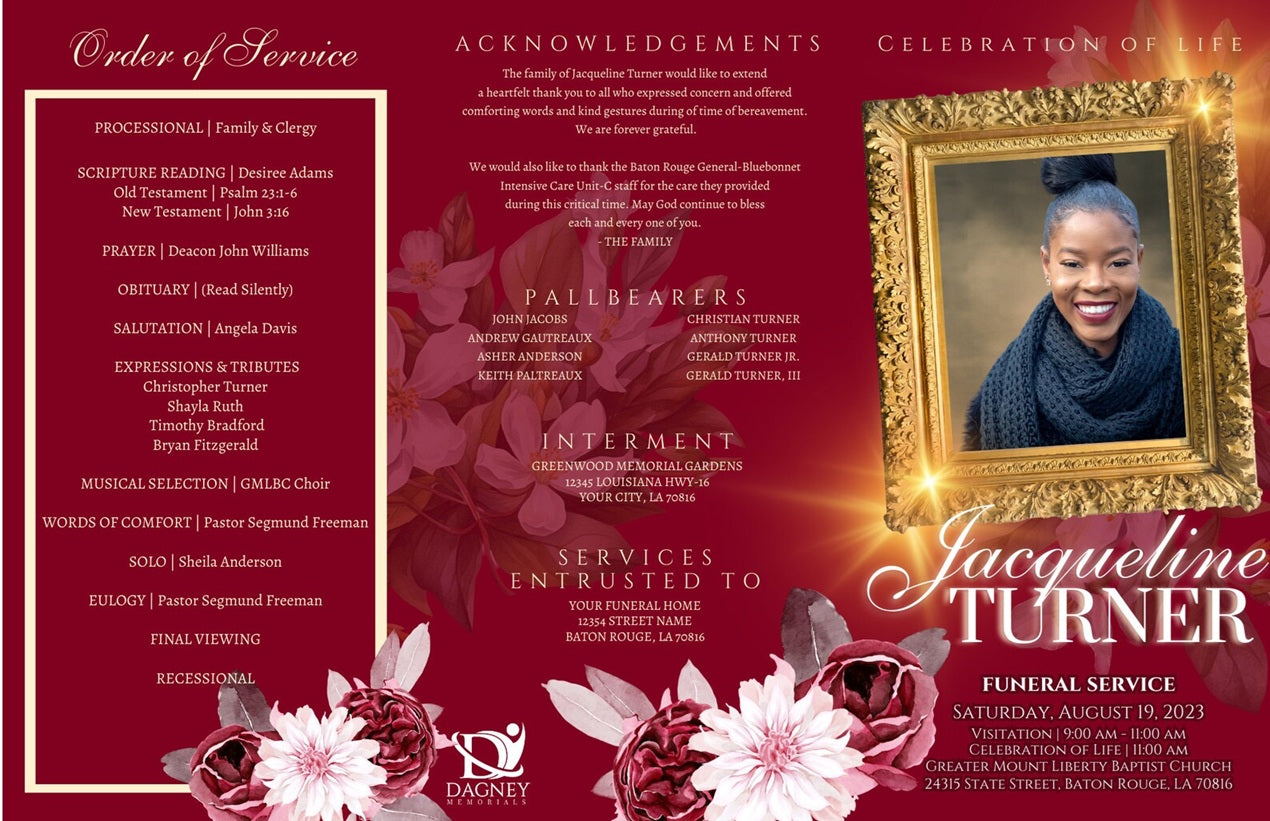 Custom Tri-Fold Obituary Funeral Program | 11"x17" or 11"x14"| Memorial Service Brochure with Photos & Order of Service