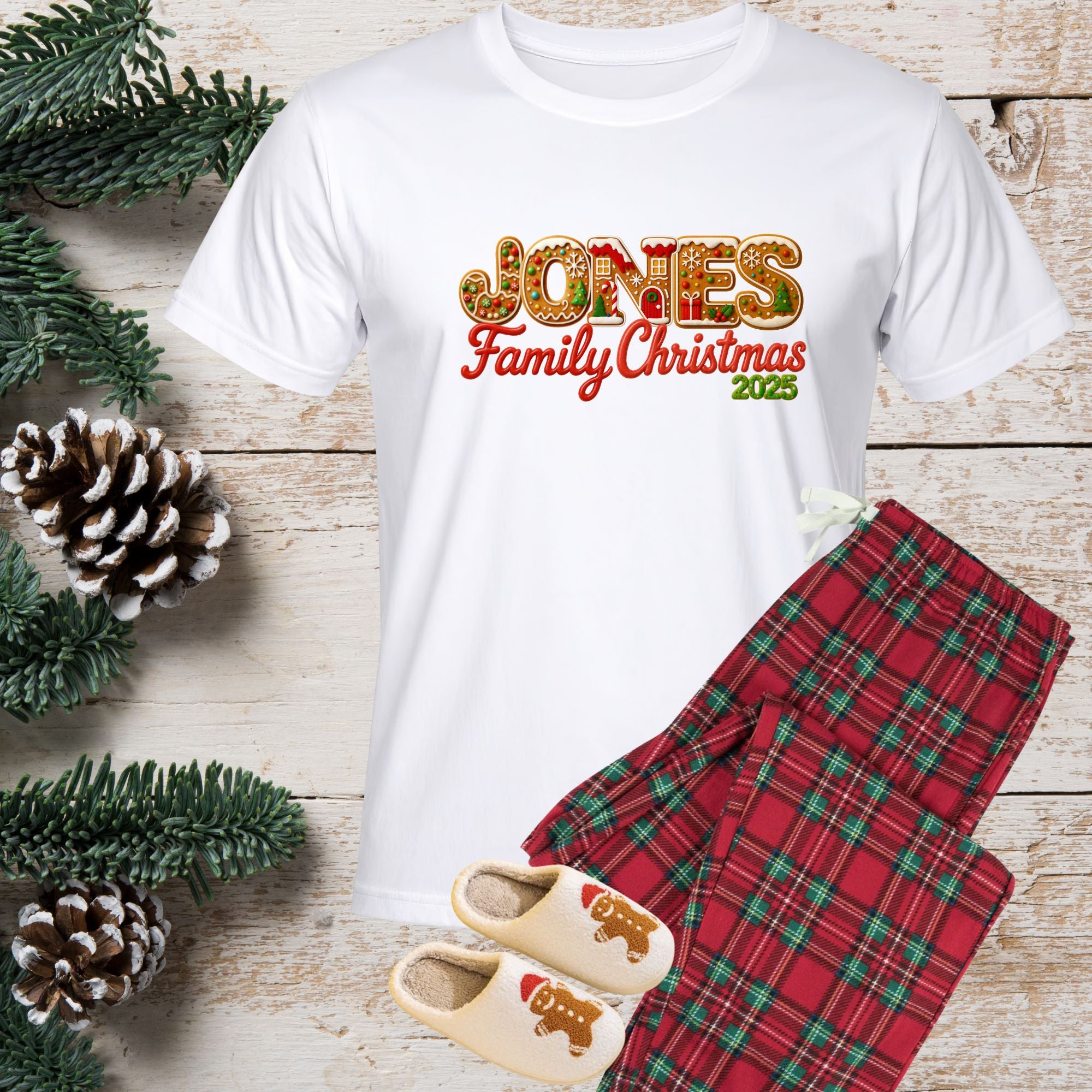 Custom Gingerbread Family Christmas PNG, Personalized Christmas Name Digital Download, Family Name Holiday Shirt Design
