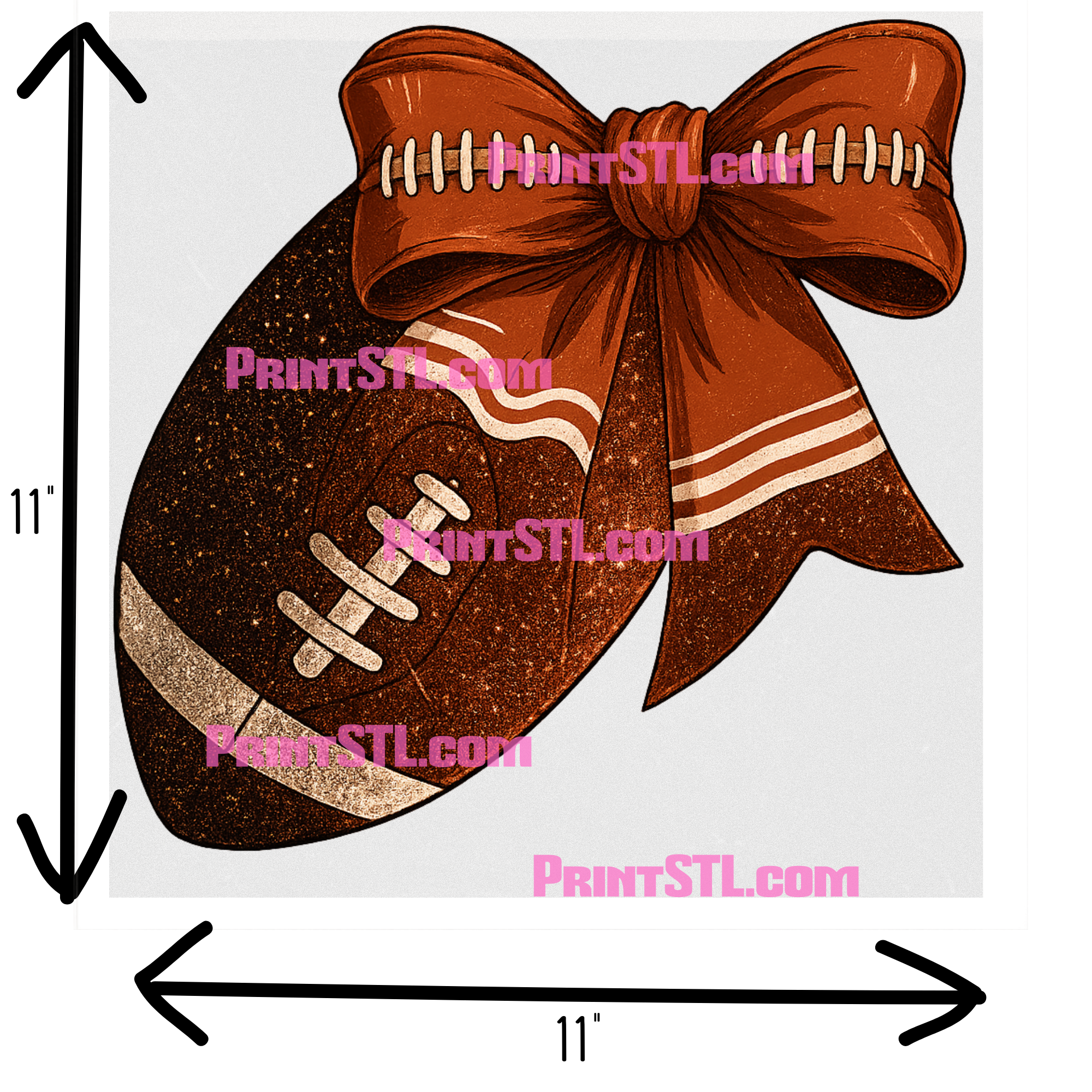 Glitter Football with Bow – Digital Download & DTF Transfer