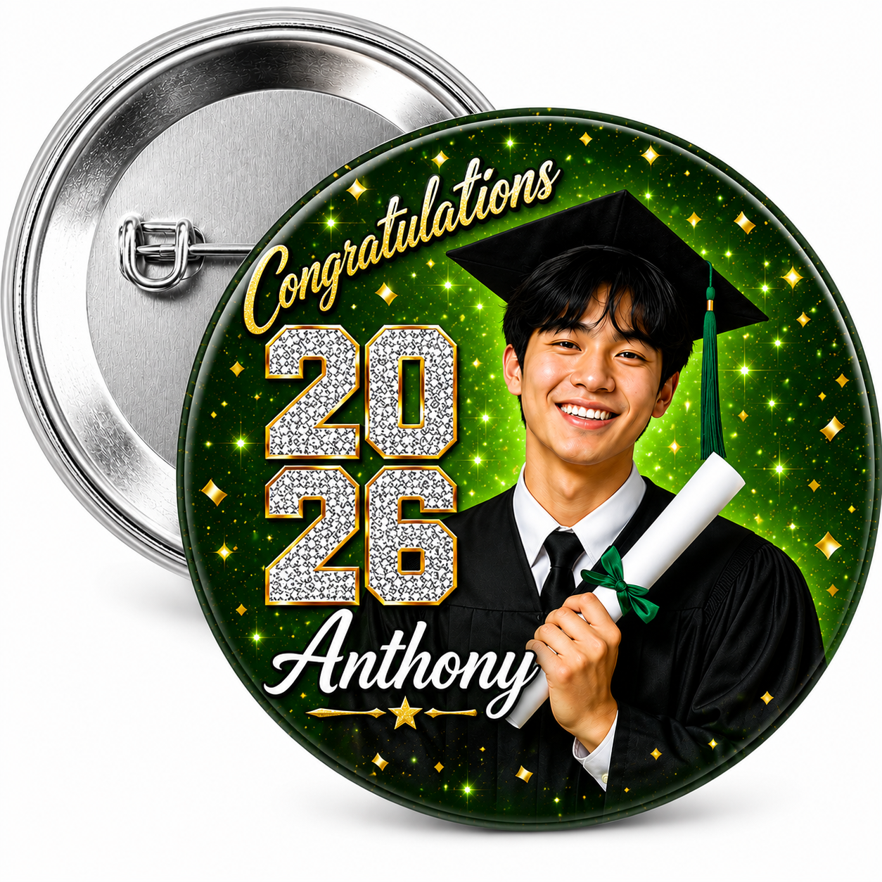 God's Plan Graduation Pin Back Button | Custom Colors Available