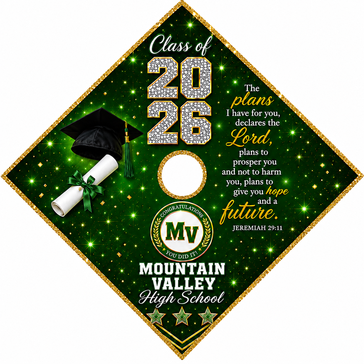 God's Plan Graduation Cap Topper | Custom Colors Available