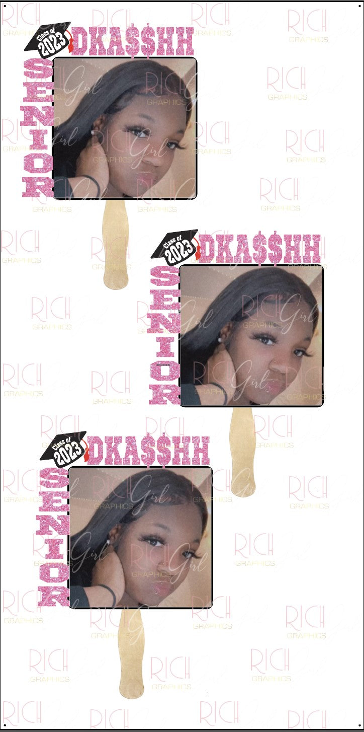 3pc Custom Graduation Photo 18" Fans Personalized Grad Fans – With Photo, Name & Optional Noisemaker