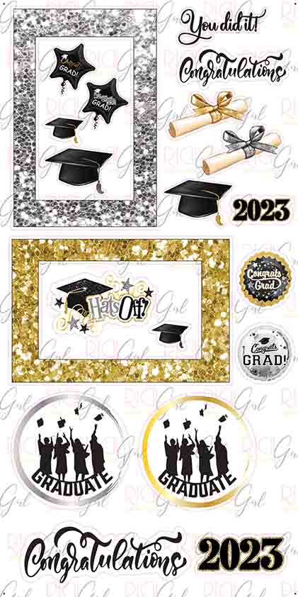 GRADUATION FRAMES 2025 Gold & Silver Glitter Yard Card