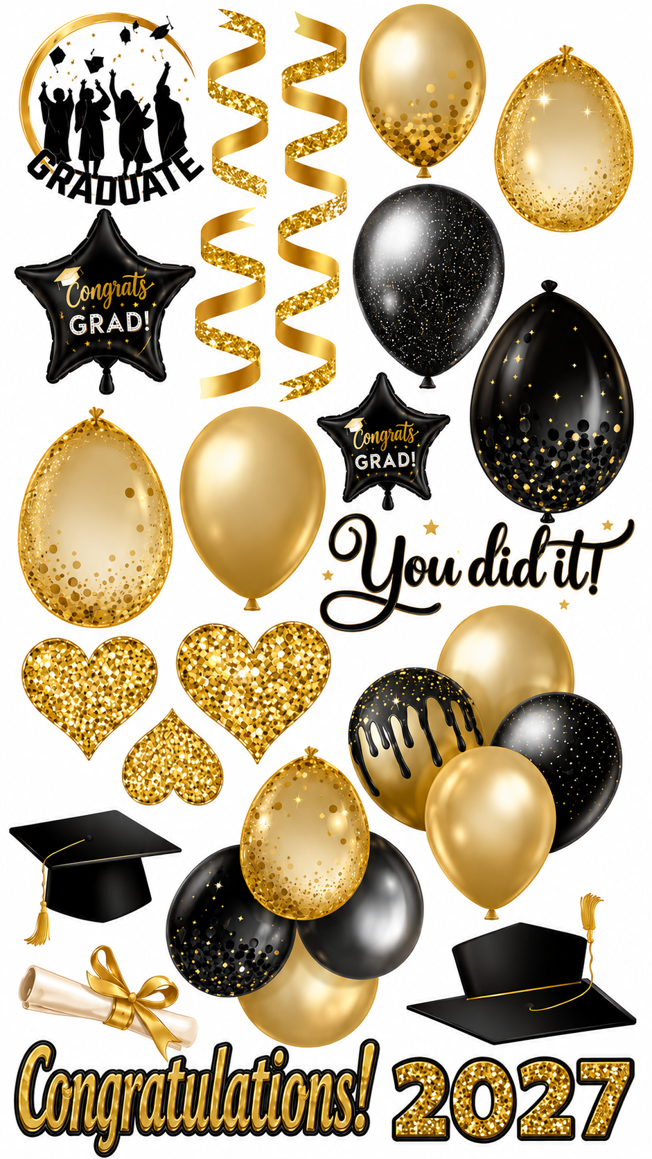 Graduation BLACK & GOLD Yard Card