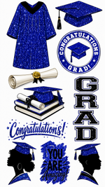 Graduation Flair DARK BLUE Yard Card (Available in Glitter & Plain)