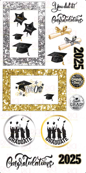 GRADUATION FRAMES 2025 Gold & Silver Glitter Yard Card Party & Print STL GRADUATION FRAMES 2025 Gold & Silver Glitter Yard Card Party & Print STL