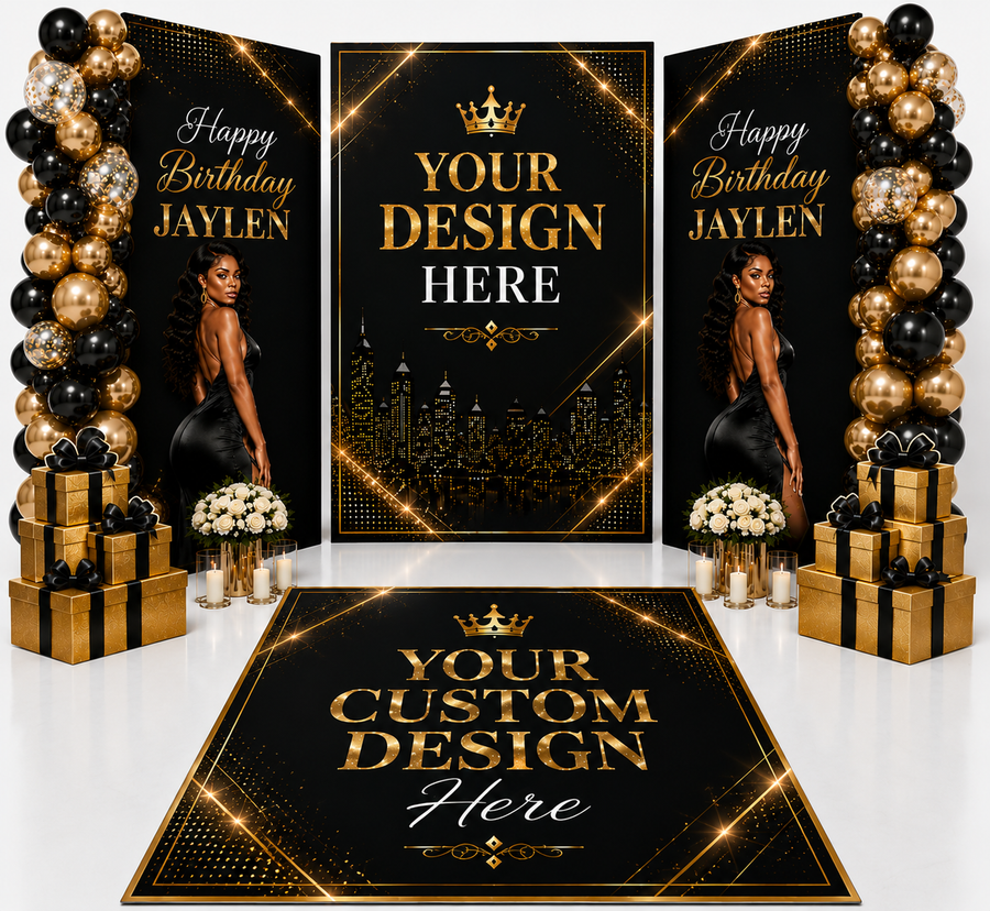 3 Photo Wall & Floor Decal Set | Grand Birthday Package | Personalized Birthday Party Decor
