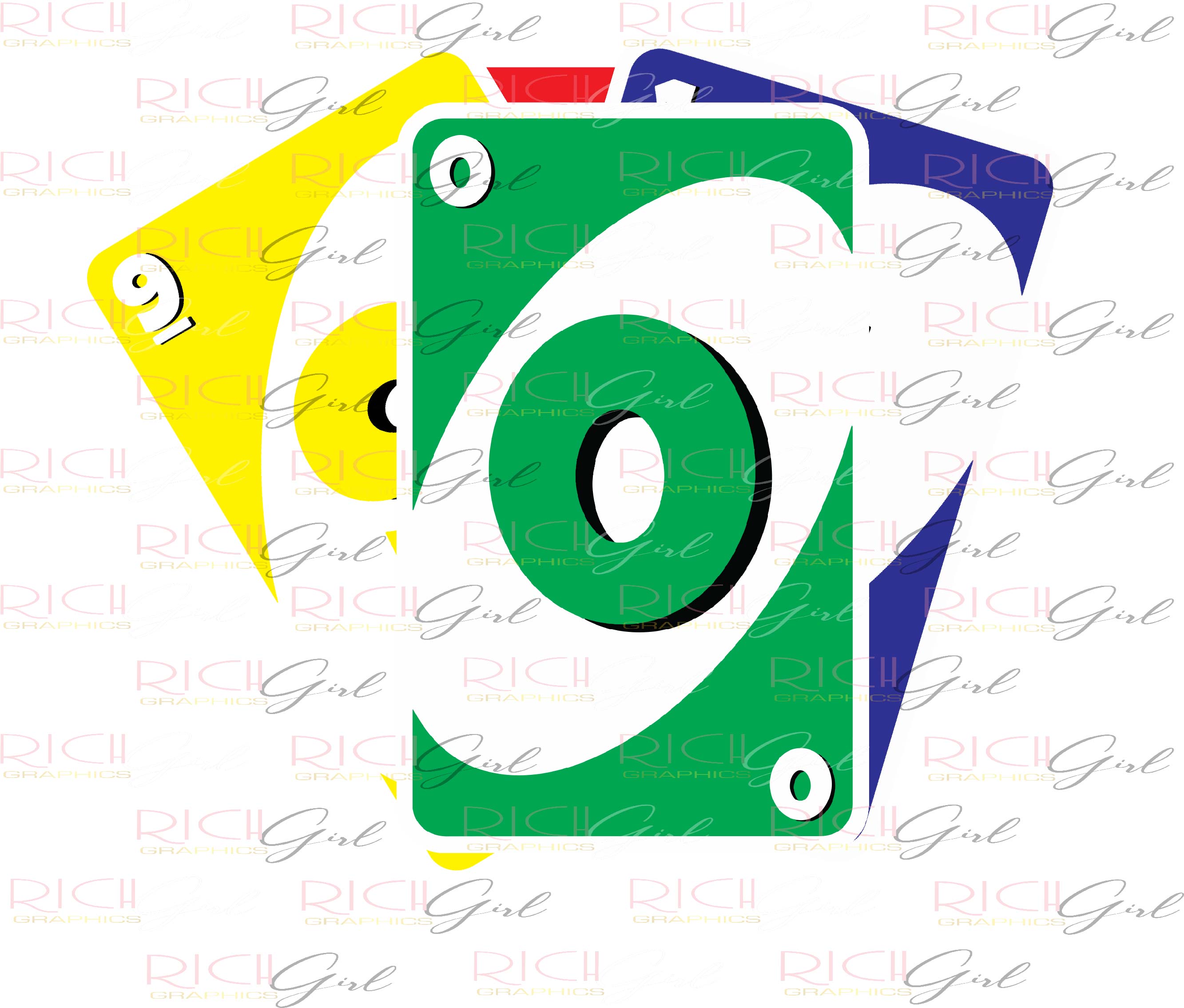 Uno Cutout Props - GREEN CARDS