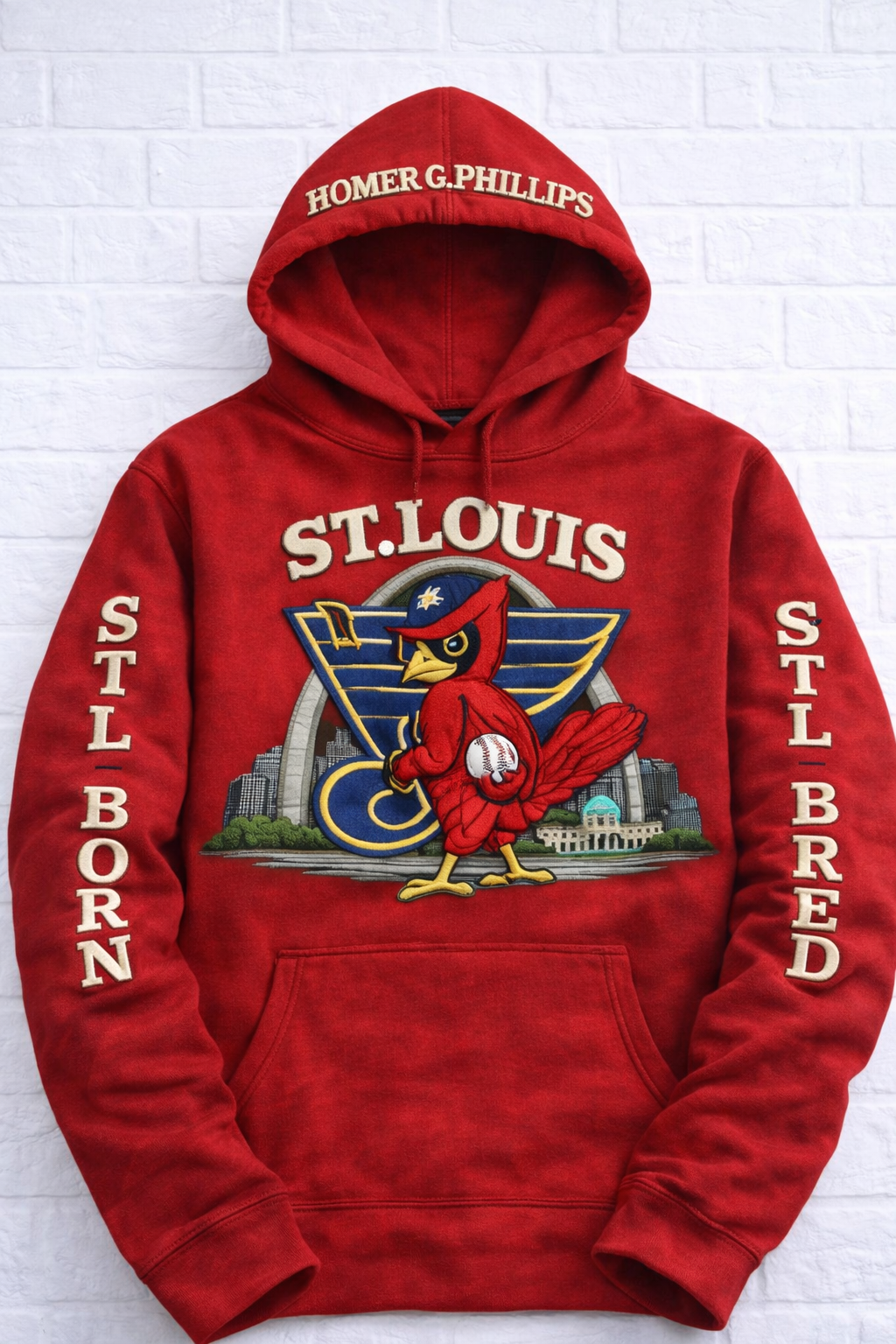 STL Born N Bred Hoodie | Faux Embroidered Look | 314 Day Special
