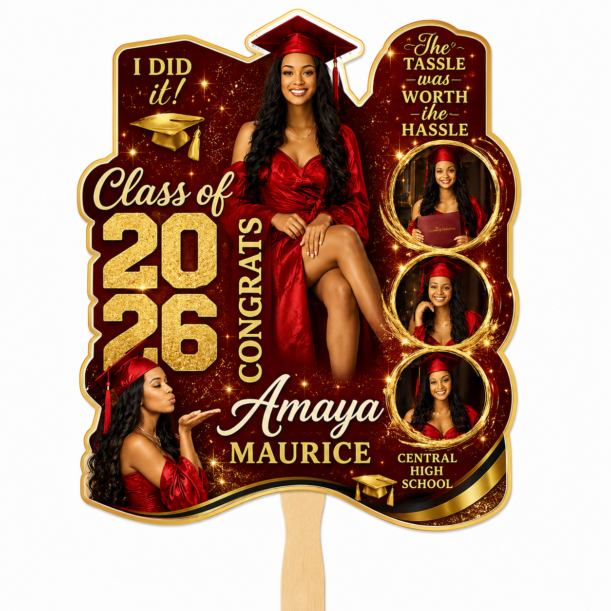 I Did It! Graduation Fan | Custom Colors Available | Sets of 5