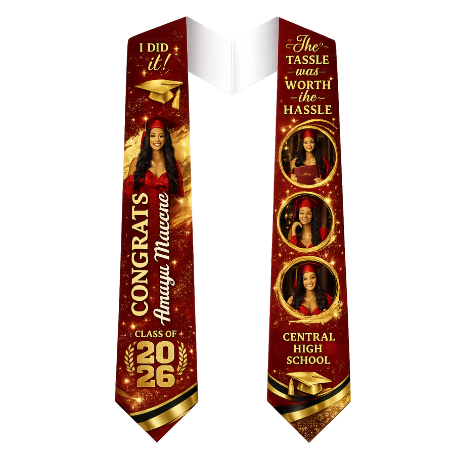 I Did It Graduation Stole – Custom Photo Graduation Stole | Any Colors Available