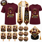 16pc Graduation Set Including Two Shirts, Stole, Fans & Buttons & Cap Topper | Personalized Grad Bundle