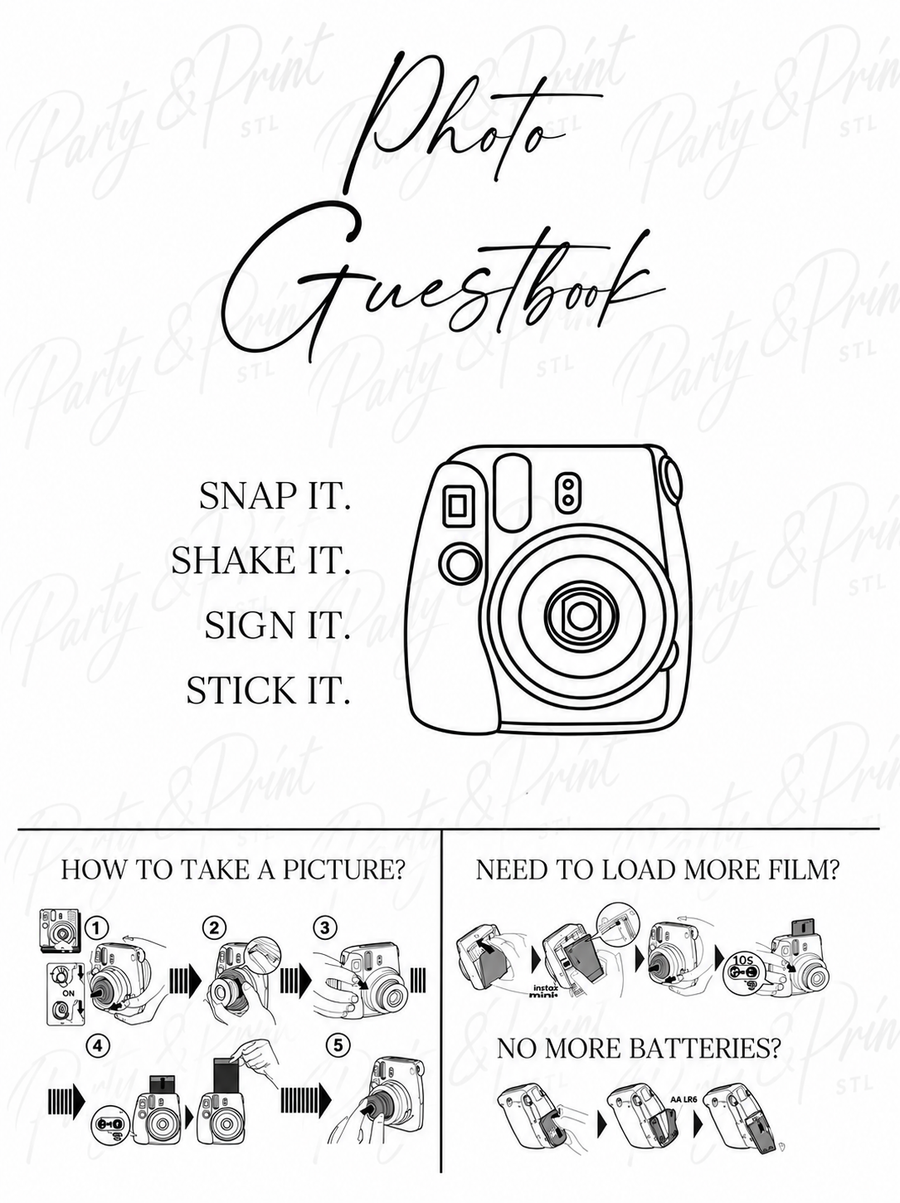 Polaroid Camera Wedding Sign ~ Instant Download