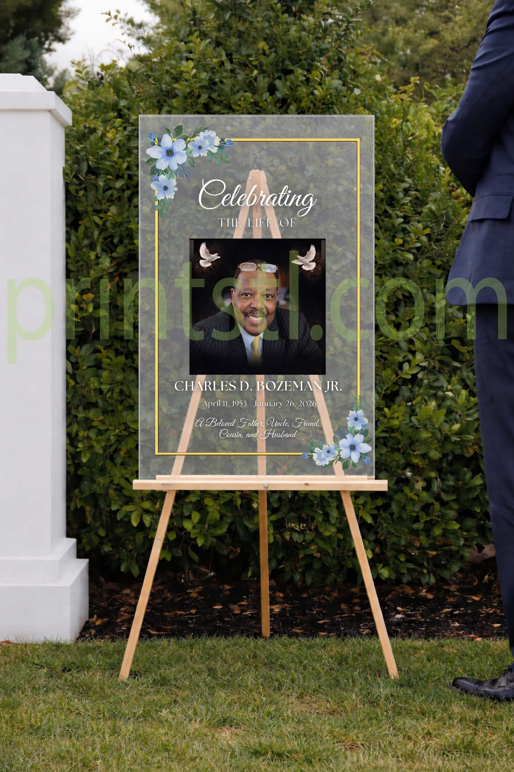 Personalized Acrylic Memorial Sign (24” x 36”) – Celebration of Life Photo Display, Custom Name & Dates