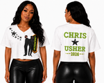 Chris x Usher 2026 Rhinestone Jersey – Green Crystal Concert Shirt | One of a Kind