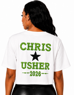 Chris x Usher 2026 Rhinestone Jersey – Green Crystal Concert Shirt | One of a Kind