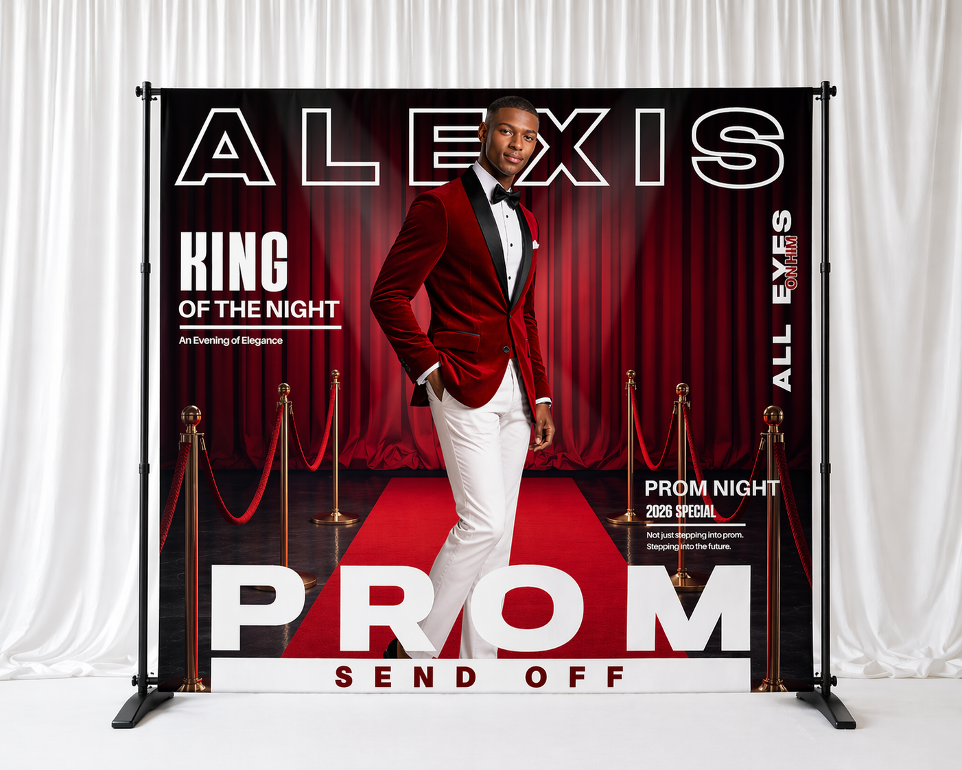 King of the Prom Send-Off Backdrop | Red Carpet Prom Background