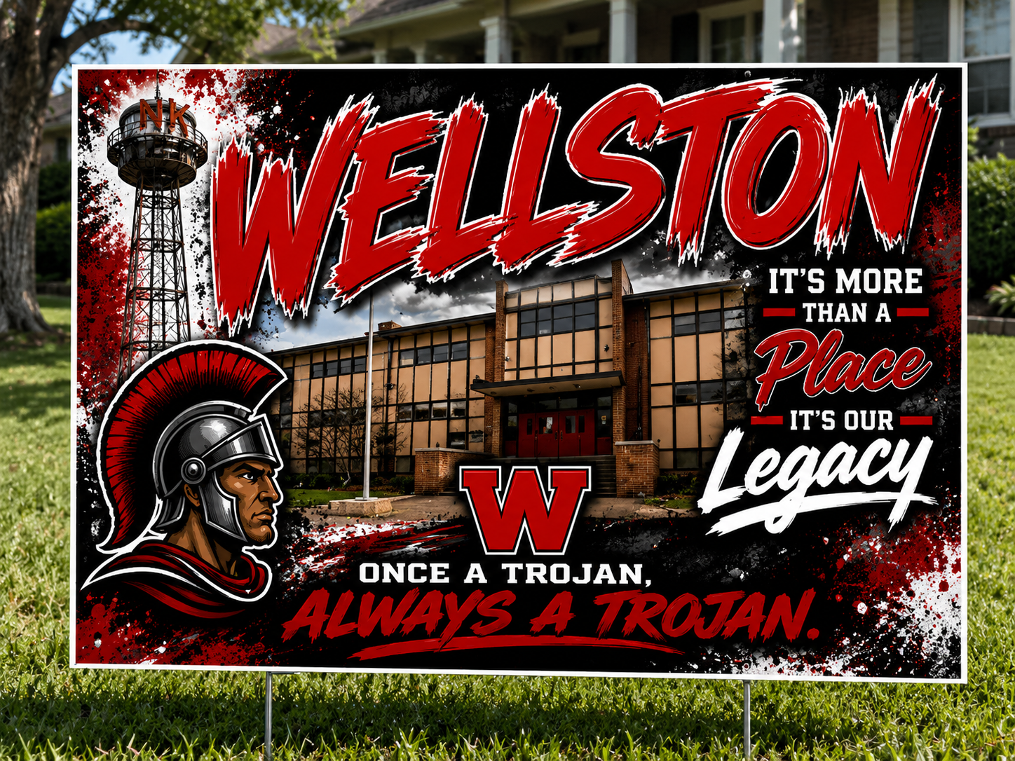 Wellston Pride Yard Sign | Once a Trojan, Always a Trojan | Alumni Lawn Sign – 24x18