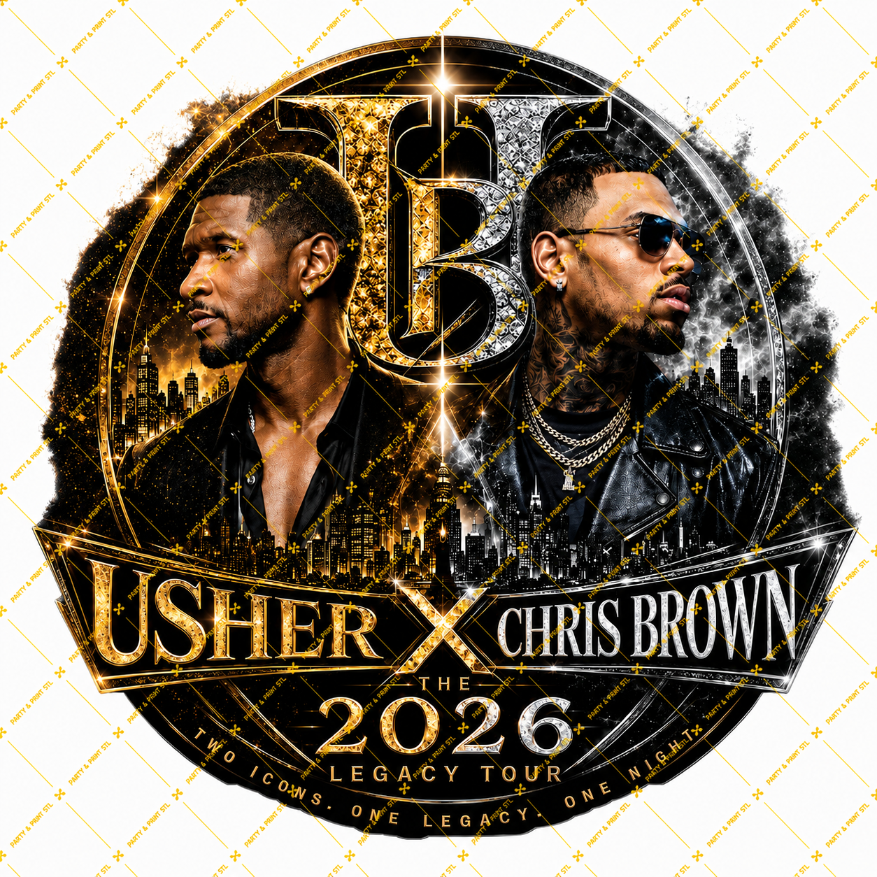 Legends R&B Tour Inspired Download or DTF Transfer | Usher & Chris Brown Concert PNG