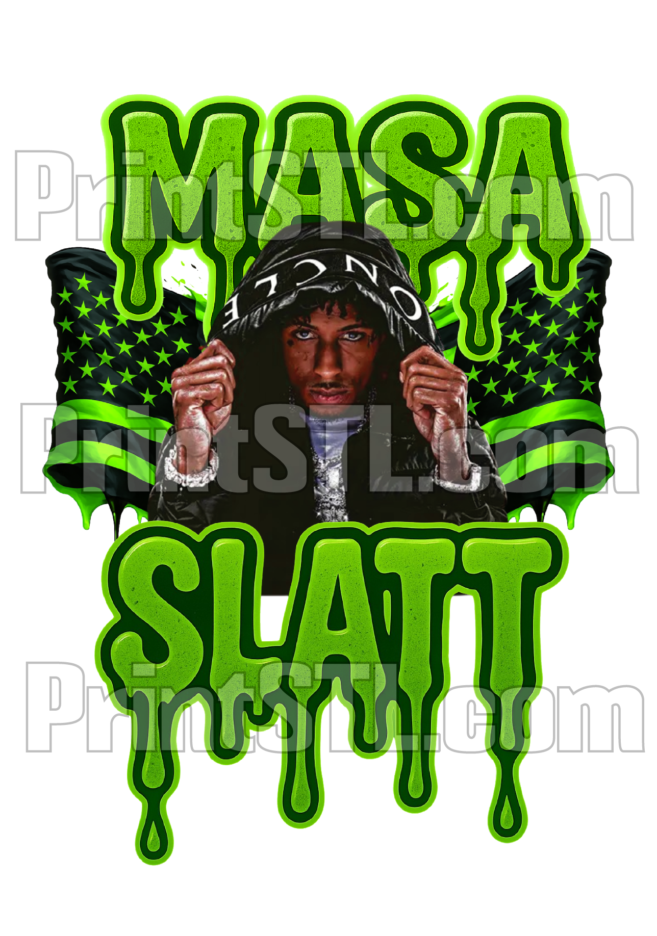 NBA Youngboy MASA SLATT Design – Digital Download or Ready to Press DTF Transfer – 11"x11" Slime Green Drip