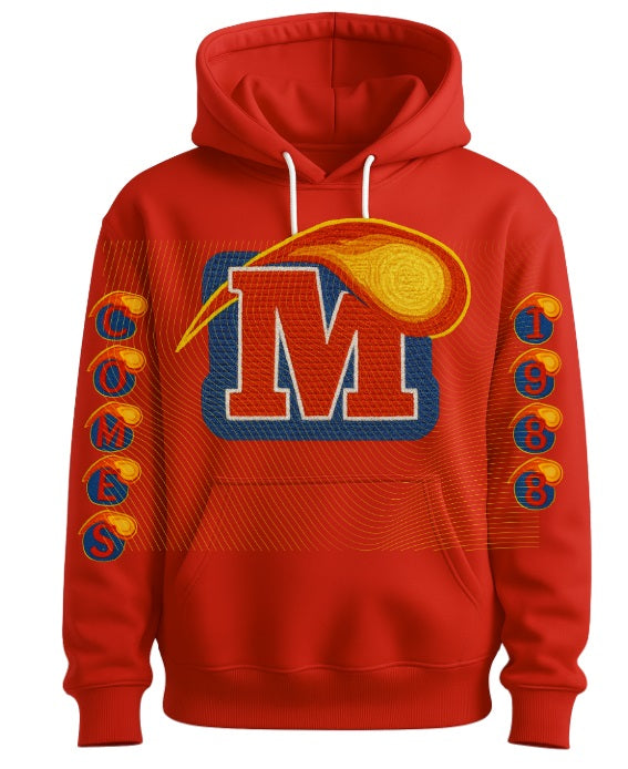 Crochet Look Comets Hoodie – Customizable Year & Name Option | M Logo Design