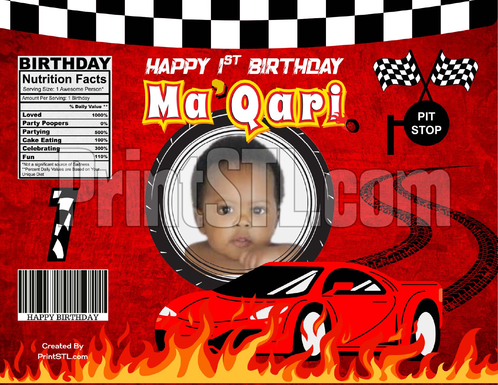 Pit Stop Race Car Chip Bag Template | Digital Only