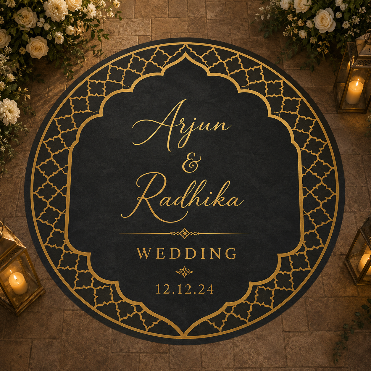 Marrakech Wedding Floor Decal | Personalized Moroccan Wedding Floor Wrap