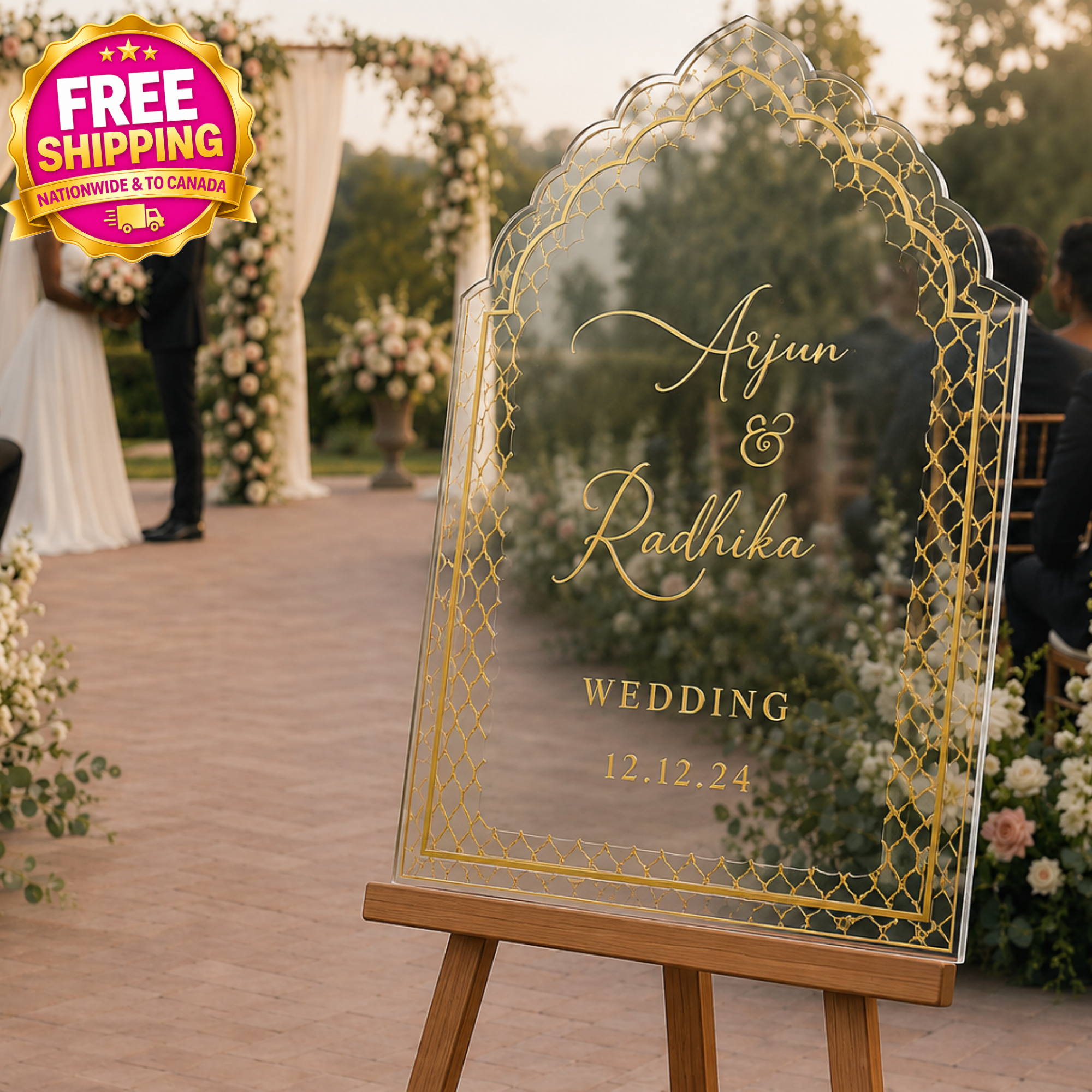 Marrakech Acrylic Wedding Welcome Sign | Personalized Wedding Welcome Board
