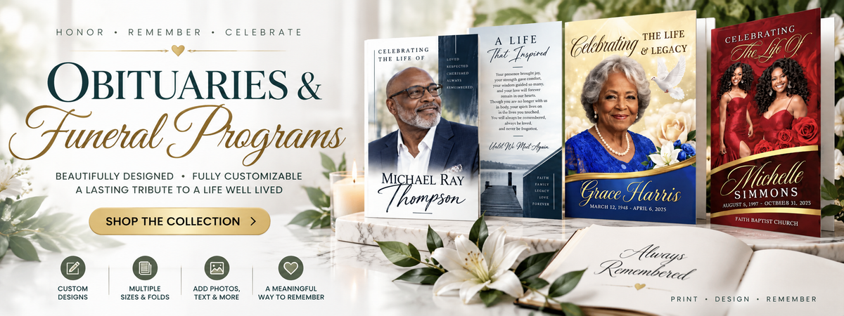 Funeral Program Gate Fold | Custom Obituary Program | 11"x17" | Celebration of Life Program