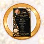 Custom Memorial Menu | Personalized Celebration of Life Table Menu | Funeral & Repast Décor