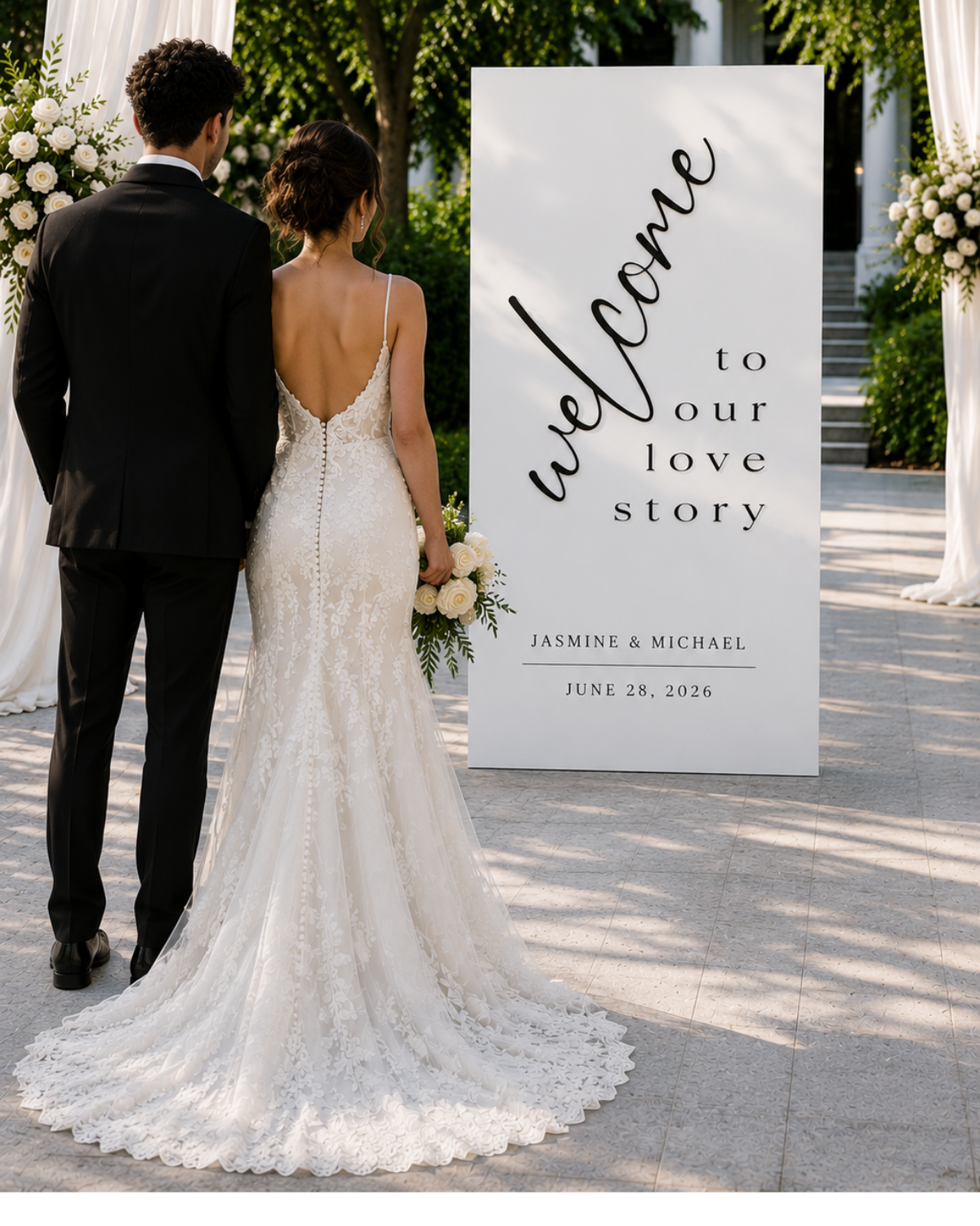 Minimalist Grand Statement Wedding Welcome Boards | Large Personalized Wedding Welcome Board | 5,6,7 Feet Tall