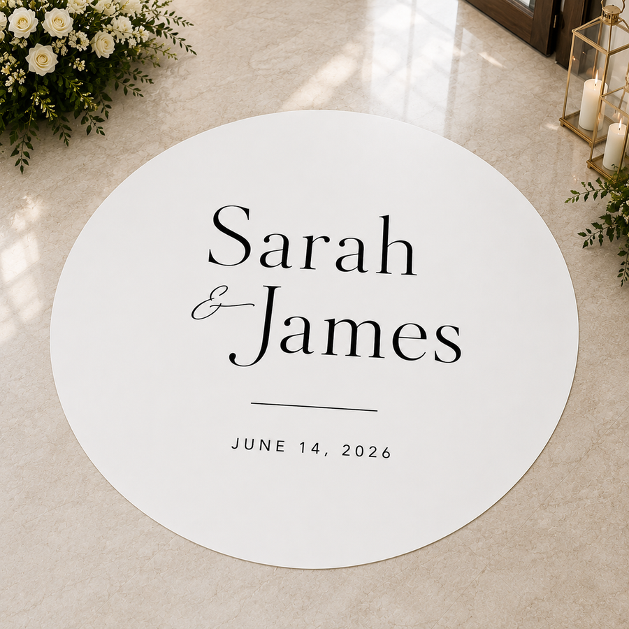 Modern Minimalist Wedding Floor Decal | Personalized Wedding Floor Wrap