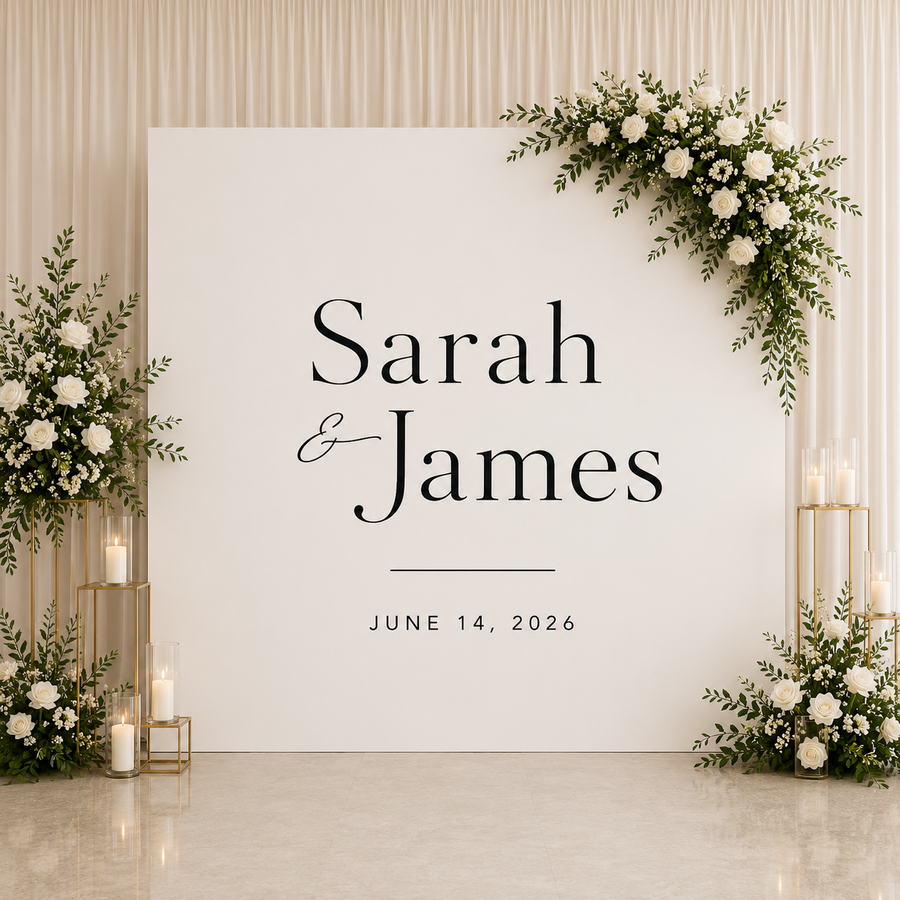Modern Minimalist Wedding Backdrop | Personalized Elegant Wedding Photo Backdrop | Contemporary Ceremony & Reception Decor